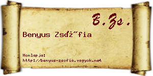 Benyus Zsófia névjegykártya